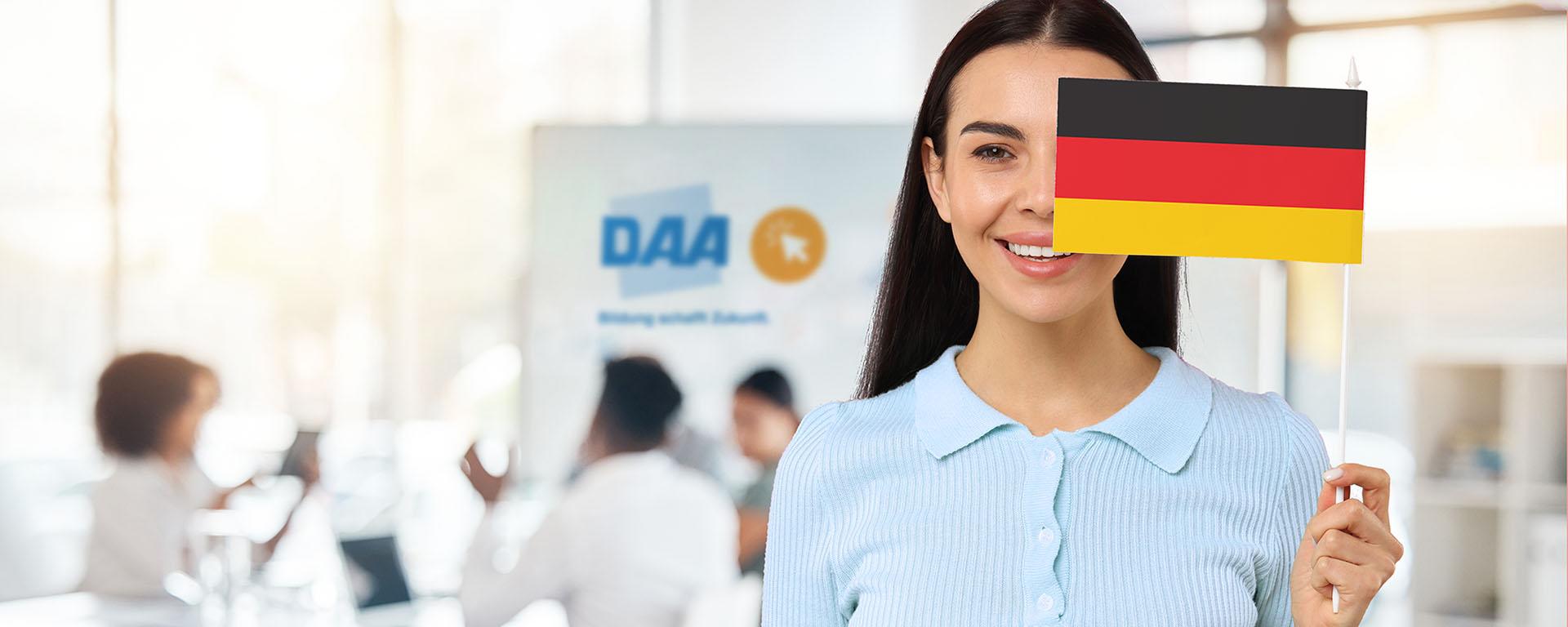 junge Frau lernt Deutsch für kaufmännische Berufe